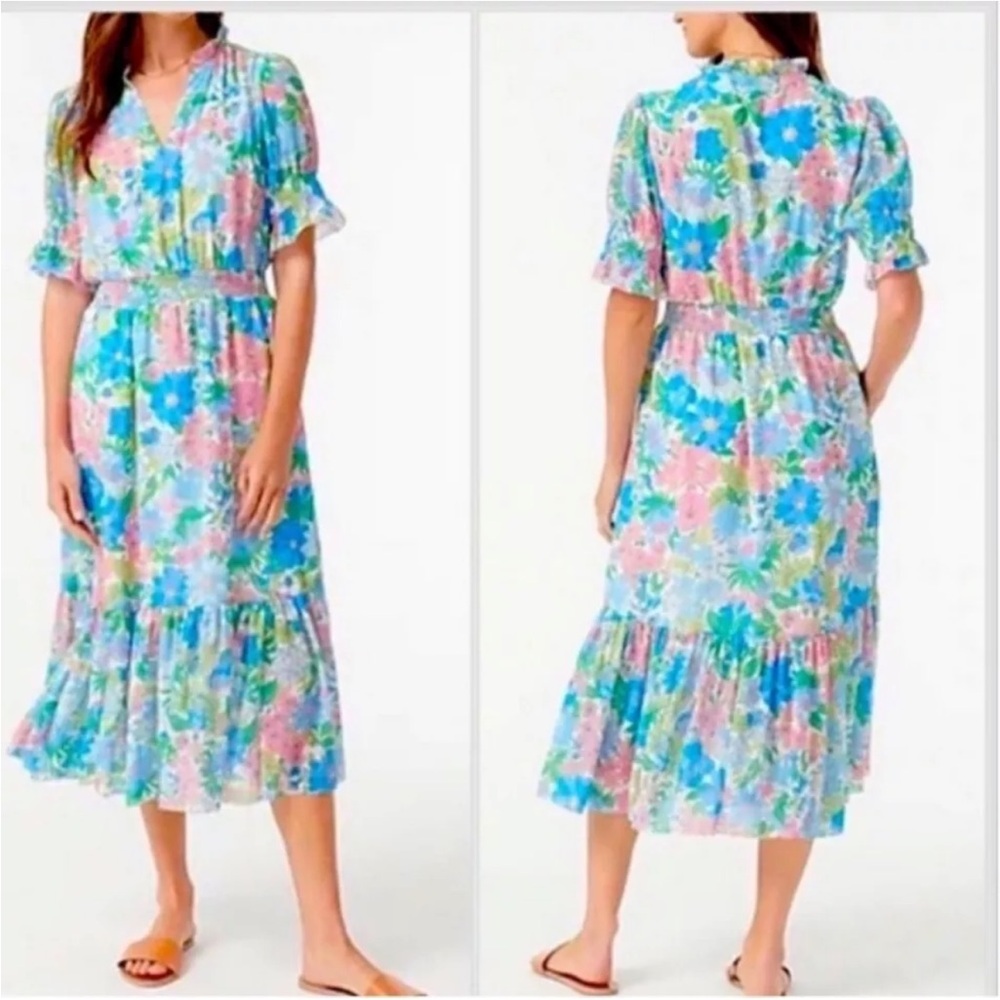 J.crew smocked ruffle dress in fairy floral
